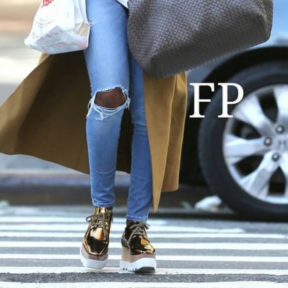 STELLA MCCARTNEY Elyse Creeper Size 11 Old Gold Bronze NEW - Picture 4 of 8